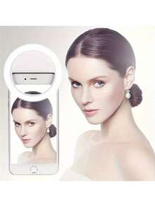 便携式LED自拍环形灯，三档亮度可调 - USB充电或电池供电，手持式设计，适用于直播、视频通话、户外拍摄 - 提供白色/粉色/蓝色/黑色四种颜色可选，提升自拍效果 | 时尚灯光 | LED技术，适用于自拍、直播、摄影，便携式自拍/手机补光灯 - 彩色 - 查看 5