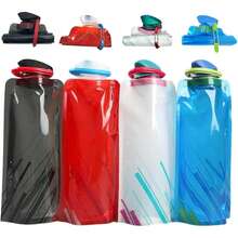 1 pieza Botella de agua plegable para viaje - Bolsa de agua plegable con tapa a prueba de fugas, portátil y reutilizable para senderismo, deportes, camping, ciclismo