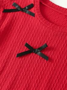 2pcs/Set Girls Casual Everyday Butterfly Jacquard Top And Distressed Light Wash Denim Jeans Pants