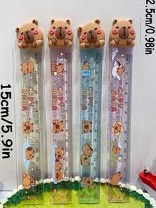 1 pieza/Regla de hipopótamo de plástico lindo y de dibujos animados al azar - Ideal para uso escolar y de oficina - Idea de regalo única - Regalo perfecto para la temporada de regreso a clases