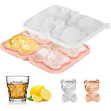 熊形冰块托盘 - 有趣又可爱的硅胶模具，用于制作可爱的冰块，非常适合儿童饮料、派对和创意鸡尾酒冰块托盘冰块冰块柔软冰块模具冰块模具 - 均碼 - 查看 7