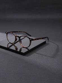 1 Pair Vintage Round Frame Personalized Fashion Multi-Color Flat Lens Glasses For Men, Metal Hinges, Suitable For Computer Office, Decoration, Student Study, Reading, Business, Running, Gaming, Driving - Multicolor - View 9