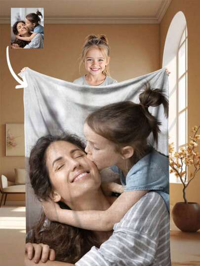 1 pieza Foto personalizable, Foto de cámara, Manta familiar, Manta conmemorativa. Adecuado como regalo para niñas, niños, adultos, Día de San Valentín, Ligero, Manta para bebé, Manta de felpa personalizada, Manta de foto personalizada, Manta de tiro personalizada, Manta de bebé personalizada, Manta para recién nacido, Adecuado para el Día de la Madre, Cumpleaños, Día del Niño, Día del Padre, Graduación, Boda, Navidad, Niños, Noche de gala, Moderno, Colorido, Lindo, Regalo de Navidad