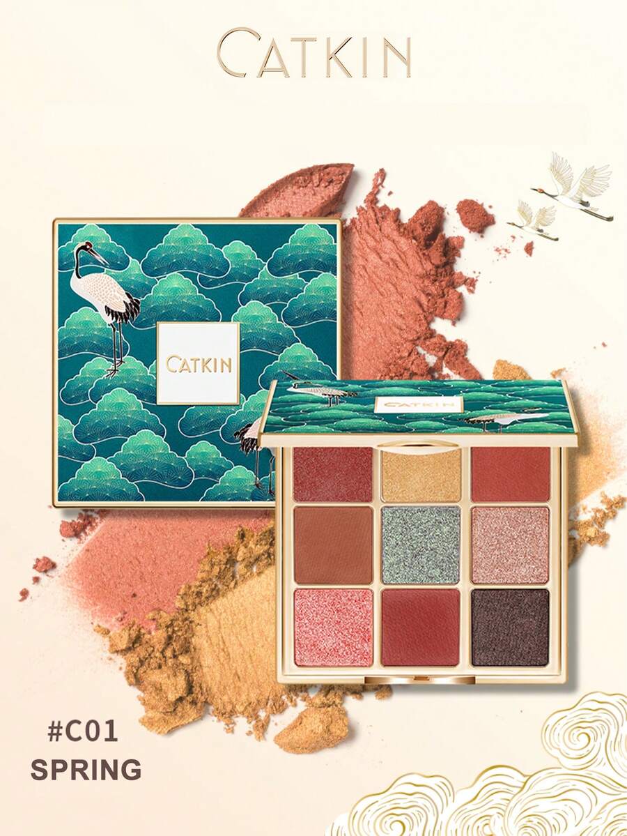 CATKIN 9-Color Neutral Eyeshadow Palette - Matte & Shimmer Eyeshadows, High Pigment Matte & Pearl Finish, Spring C01 - C01 Spring - 查看 1