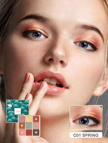 CATKIN 9-Color Neutral Eyeshadow Palette - Matte & Shimmer Eyeshadows, High Pigment Matte & Pearl Finish, Spring C01 - C01 Spring - 查看 2