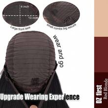 13x4 HD Synthetic Lace Front Wig Pre Plucked Ready To Wear 28 Inch Glueless Straight Lace Front Wig For Women Ginger Copper Blonde Natural Looking Synthetic Heat Resistant Fiber Lace Wig - Hai tông màu - Xem 8