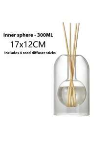 1pc 130ml Transparent Glass Diffuser Bottle With Rattan Sticks, Fragrance Oil Bottle For Home Use, Unscented Aroma Bottle, Simple Decorative Glass Vase, Glass Vase Fragrance Reed Sticks Home Decor Interior Design Tranquility Life Aesthetics Aromatherapy Art Decor Natural Element Relaxing Time Life Style Home Life Handicraft Mental Peace Good Times Creative Home Decorative Art Life Inspiration Mental Space Gifts Birthday Graduation