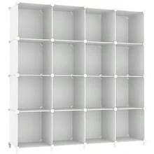 Cube Storage Organizer 16 Cube Closet Organizer Stackable Storage Cube Shelves DIY Portable Closet Clothes Organizer Shelving For Bedroom Closet Wardrobe Bathroom White - 白色 - 查看 1