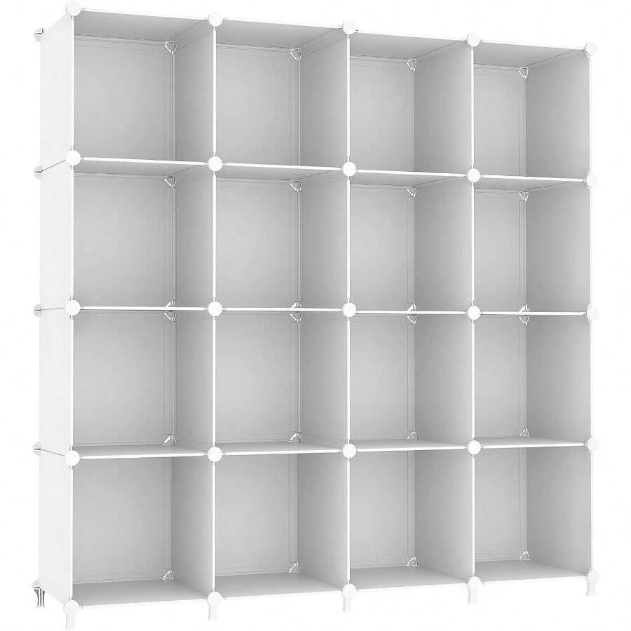 Cube Storage Organizer 16 Cube Closet Organizer Stackable Storage Cube Shelves DIY Portable Closet Clothes Organizer Shelving For Bedroom Closet Wardrobe Bathroom White - 白色 - 查看 1