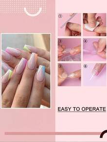 240Pcs/Box Full Cover Fake Nails Acrylic Nail Supplies Semi-Frosted Seamless Nail Clear Long Ballet Nail Tips Press On Nails - Clear - View 4