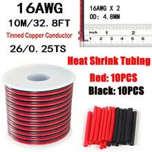 1pc 16-30 AWG 2-Color Red & Black Flexible Tinned Copper Wire For LED Strip Lights - 18-30 AWG, 110V/220V, Hard-Wired, No Battery Needed, Metal Conductor, LED Lighting | Flexible Wiring | Tinned Copper Wire, LED Accessories