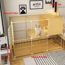2-Tier Enclosed Cat Cage, Sturdy Indoor Cat House With Large Space For Kittens - Multicolor - View 4