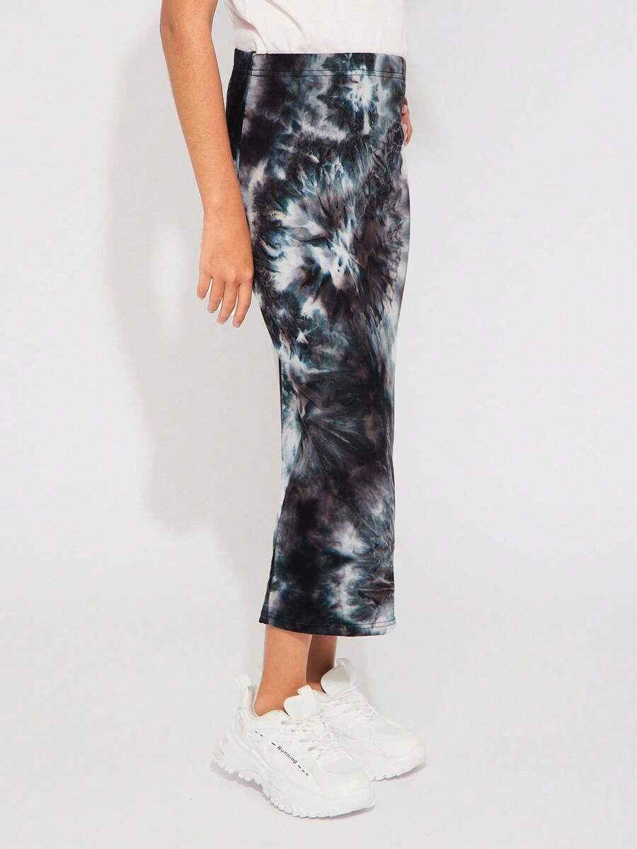 Radiana Falda ajustada de cintura alta con efecto tie-dye, informal para niña preadolescente - Multicolor - Ver 1