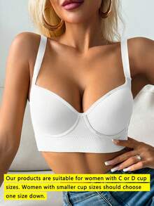 女士白色舒适无缝深 V 聚拢可调节文胸运动美背文胸 - 白色 - 查看 6