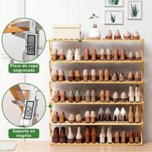 Zapateras Almacenamiento Zapatos Bamboo En Plano 6 Niveles Color Color Madera - Caqui - Ver 9