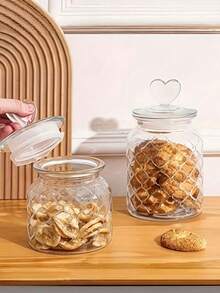 وعاء زجاجي شفاف محكم الإغلاق بغطاء على شكل قلب - زجاجة أمنيات زخرفية، مجموعة الصلاة والكواكب، وعاء تخزين متعدد الاستخدامات قابل لإعادة الاستخدام بشكل دائري للمجوهرات والوجبات الخفيفة وما إلى ذلك، مصنوع من الزجاج، مع غطاء قابل للطي محكم الإغلاق، آمن للغسل في غسالة الأطباق، وعاء زجاجي زخرفي بغطاء على شكل قلب، محكم الإغلاق