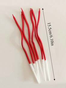 6/12/24pcs Curved Red Candle Cake Decoration Candle,(6 Pieces Per Box) Christmas Cake Decoration Candle, Halloween Witch Red Candle - Multicolor - View 5