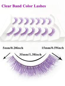 ENCHUW 7 Pairs Purple Colored Lashes Festival Color Lashes Strips Fluffy Long False Eyelashes Halloween Lashes Russian Strip Lashes With Color Wispy Faux Mink Lashes Colored Eye Lashes