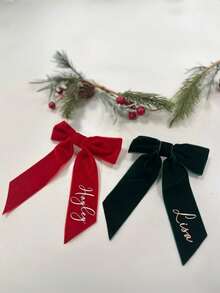 Velvet Ribbon Embroidered Place Cards | Personalized Satin Ribbon For Wedding Table Decor And Rehearsal Dinner | Gift Tags | Customized Place Cards - Multicolor - View 4