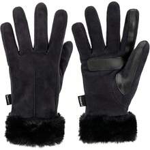 Isotoner Womens Water Repellent Touchscreen Stretch Mya Faux Fur Cuff Gloves - màu đen - Xem 7