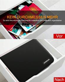 Dokumententasche Dokumentenbox, Feuerfeste Dokumentenmappemit Schloss, Ordner (Sichere Aufbewahrungslösung aus hitzebeständigem Fiberglas (bis 2000°F), 1-tlg., Mit mit 7 Fächern, Passwortschloss, wasserdicht & tragbar), 36 x 10 x 26,9 cm, für Dokumente, Karten, USB u.v.m. - Schwarz - Übersicht 6