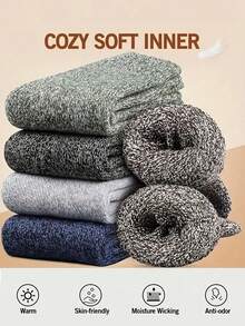 3双冬季保暖男士袜子加厚毛巾底袜男袜超厚纯色袜子厚款冬季雪地袜39-44秋季袜子 - 彩色 - 查看 7