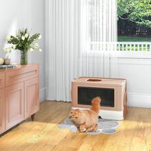 Foldable Cat Litter Box – Extra Large Space – Cat Litter Box House – Pink/Blue/Gray - Hồng - Xem 4