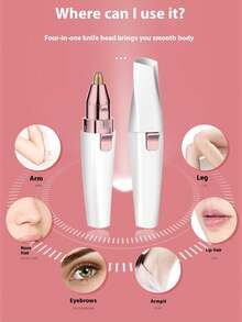 1 pieza Eliminador de vello facial portátil y mini, afeitadora facial para mujeres, dispositivo de eliminación de vello facial y cejas, afeitadora indolora y recargable por USB adecuada para cejas, labios, Body, barbilla y brazos, afeitadora multifuncional para mujeres