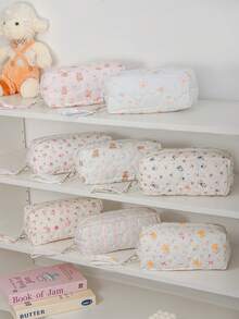 1 pieza Bolsa de cosméticos grande con diseño lindo para niñas, bolsa de almacenamiento multifuncional con asa, bolsa de maquillaje portátil y de moda para niñas, bolsa de almacenamiento para productos de cuidado de la piel, bolsa para guardar brillo de labios, monedero, bolsa para guardar cables, bolsa para guardar cargador portátil, organizador de viaje, bolsa de cosméticos, regalo para el Día de la Madre, regalo de vuelta al colegio, regalo de Año Nuevo, regalo de Navidad, bolsa organizadora de electrónicos, bolsa de viaje - Multicolor - Ver 6