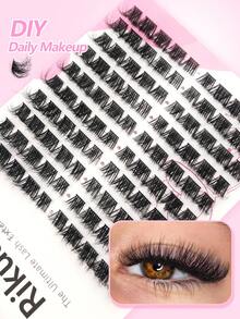 Rikuaild 100pcs D-Curl Fluffy Cluster False Eyelashes, 3D Thick & Dense Lash Clusters, 9-15mm Individual Soft Fan-Shaped Natural Look False Lashes, DIY Eyelash Extension, Lash Clusters, Individual Fake Lashes - D - View 6