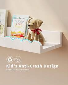 4-Pack Nursery Book Shelves, White Floating Shelves For Wall Kids, Scalloped Shelves, Wall Book Shelves For Bedroom Kids, Toddler Room, Baby Room, Nursery Decor - 白色 - 查看 7