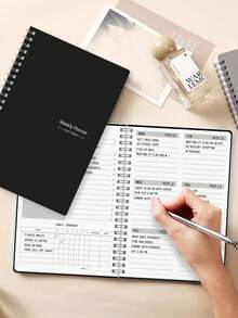 Trees Women's Weekly Planner Notebook, Undated Daily Schedule, Spiral Bound Goal Planner With Habit Tracker - Black - View 11