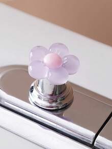 1pc/2pcs Floral Cartoon Toilet Flush Handle, Flower Shaped Toilet Flush Button, Toilet Tank Button, Flower Toilet Push Button, Toilet Flush Button Lever Tool, Creative Floral Drawer Cabinet Handle - Easy To Press, Fashionable Bathroom Accessory, Elegant Touch, Suitable For Long Nails Design