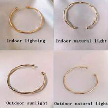 Elegant Simple Twist Open Cuff Bracelet Fashion Minimalist Style Adjustable Metal Bangle For Ladies Golden Silvery Choices Bracelet Charm Bracelet Bracelets For Women - 金色 - 查看 6