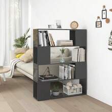 Bücherregal Raumteiler Hochglanz-Grau 100x24x124 cm - Grau - Übersicht 1