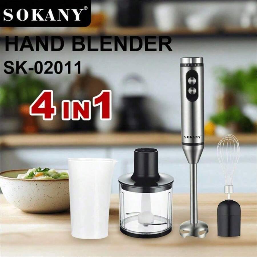SOKANY 02011 Handheld Blender 800W High Power 4-In-1 Multi-Function 304 Stainless Steel Blade Pure Copper Motor 5+2 Speed Settings Suitable For Blending, Juicing, Meat Grinding And More - EU C Type Plug(220-240V) - View 1