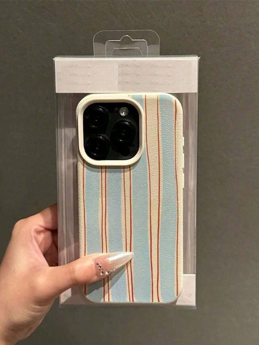 Funda de Teléfono con Textura de Cuero Sintético Compatible con iPhone 17 Air/16E/15/14/13/12/11 Pro/Promax/Plus/X/XS/XS Max, Buen Agarre, Múltiples Colores Disponibles, Protección de Borde Suave, Adecuada para Hombres y Mujeres - Blanco antiguo - Ver 1