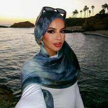 Watercolour Floral Printed Hijab Scarf Women Soft Modal Cotton Instant Hijab Wraps Shawls Long Scarves - Màu 19 - Xem 10