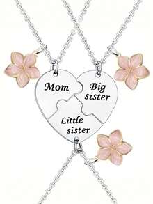 suteyi Dây chuyền Bff 3, Weirdo 1 Weirdo 2 Weirdo 3 Mặt dây chuyền trái tim bằng thép không gỉ hình hoa tình bạn dành cho bé gái Quà tặng trang sức Bestie Sisters Forever - Bạc - Xem 8