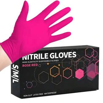 20/50/100 piezas Guantes desechables de nitrilo color rosa, para limpieza del hogar, lavado de platos, salón de belleza, tatuaje, limpieza de cocina, sin polvo, sin látex