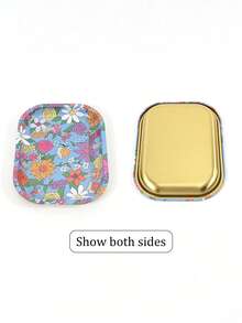 Wielokolorowa, wzorzysta, kwadratowa metalowa taca, materiał metalowy, nadaje się do papierosów, narzędzi do manicure, biżuterii, pędzelka do lakieru do paznokci, kryształków, praktyczny i dekoracyjny dodatek - Wielokolorowe - Zobacz 7