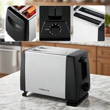 Retro Aesthetic Silver Black Color Blocked Stainless Steel Toaster Oven Combination - Baking, Baking And Baking Bread, Home Breakfast Capacity Below 500mL, 6-7 Timed Gear Settings, Detachable Breadcrumb Tray, Kitchen Countertop Decoration Suitable For Small Spaces - US A Type Plug(110-127V) - View 5