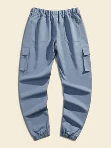 青少年男孩三件套翻盖口袋工装裤