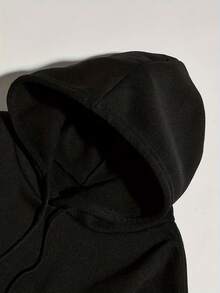 Personality Fun Slogan Print Women's Casual Plus Size Hoodie Long Sleeve Drawstring Hooded Sweatshirt With Pockets Perfect For Fall/Winter - màu đen - Xem 5