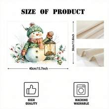 1 pieza/4 piezas/6 piezas Manteles individuales con diseño de acebo, muñeco de nieve y bayas de Navidad, manteles individuales rectangulares de poliéster lavables a máquina, protectores de mesa, manteles individuales aislantes, decoraciones de restaurante, decoraciones de mesa, artículos para fiestas, decoraciones navideñas, decoración del hogar - Multicolor - Ver 4