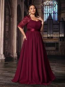 Eleganckie sukienki damskie w dużych rozmiarach, jednokolorowe, koronkowe, z krótkim rękawem