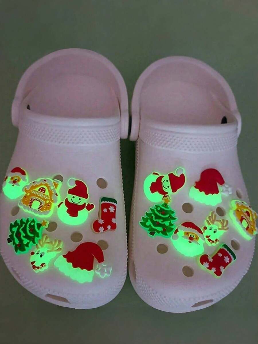 14 Pieces Of Glow-In-The-Dark Shoe Accessories, Suitable For Christmas Gifts, Glow-In-The-Dark Santa Claus Shoe Accessories, Suitable For Party Decorations, Accessories, Holiday Gifts, Christmas Decorations Christmas Decoration XMAS Decor Christmas Tree Gift Decor Thanksgiving Wedding Home Decor Home Decor Fall Decor Autumn Decor Birthday Decorations For Gifts Party Supplies Indoor Outdoor Garden Holiday Festival Decor Halloween Decor Wall Decor Halloween Ornamentschristmas Decoration XMAS Decor Christmas Tree Gift Decor Thanksgiving Wedding Home Decor Home Decor Fall Decor Autumn Decor Birthday Decorations For Gifts Party Supplies Indoor Outdoor Garden Holiday Festival Decor Halloween Decor Wall Decor Halloween Ornaments - Multicolor - View 1