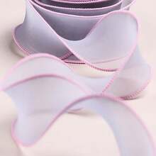 彩色雪纺薄纱缎带，带编织边，DIY蝴蝶结发饰，花店花卉包装，双面烤边薄纱缎带 - 彩色 - 查看 13