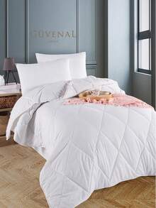 Comforter – 155x215 Cm & 195x215 Cm Thick Silicone Filling, Cotton Fabric, Breathable & All-Season Use - White - View 2