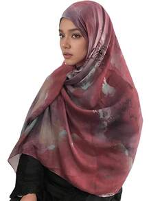 Watercolour Floral Printed Hijab Scarf Women Soft Modal Cotton Instant Hijab Wraps Shawls Long Scarves - Màu 15 - Xem 3